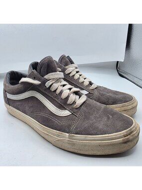 Vans Old Skool Pig Suede Mens Size 10 Gray Skate Shoes Walking Athletic